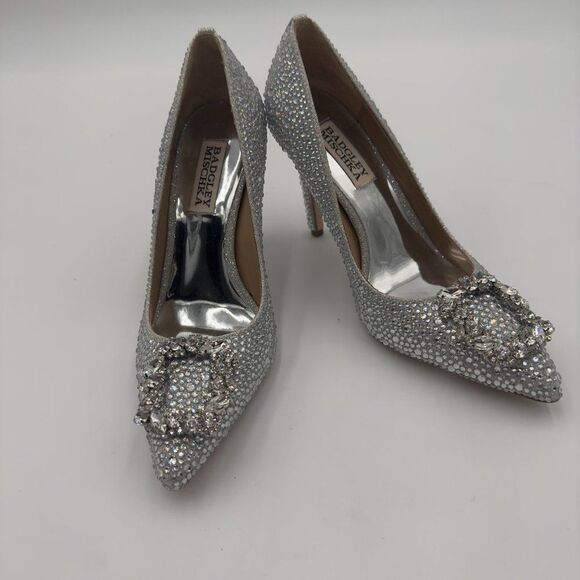 New Badgley Mischka Cher II Evening Pumps in Silve with sparkling details Size 6 - Picture 6 of 9